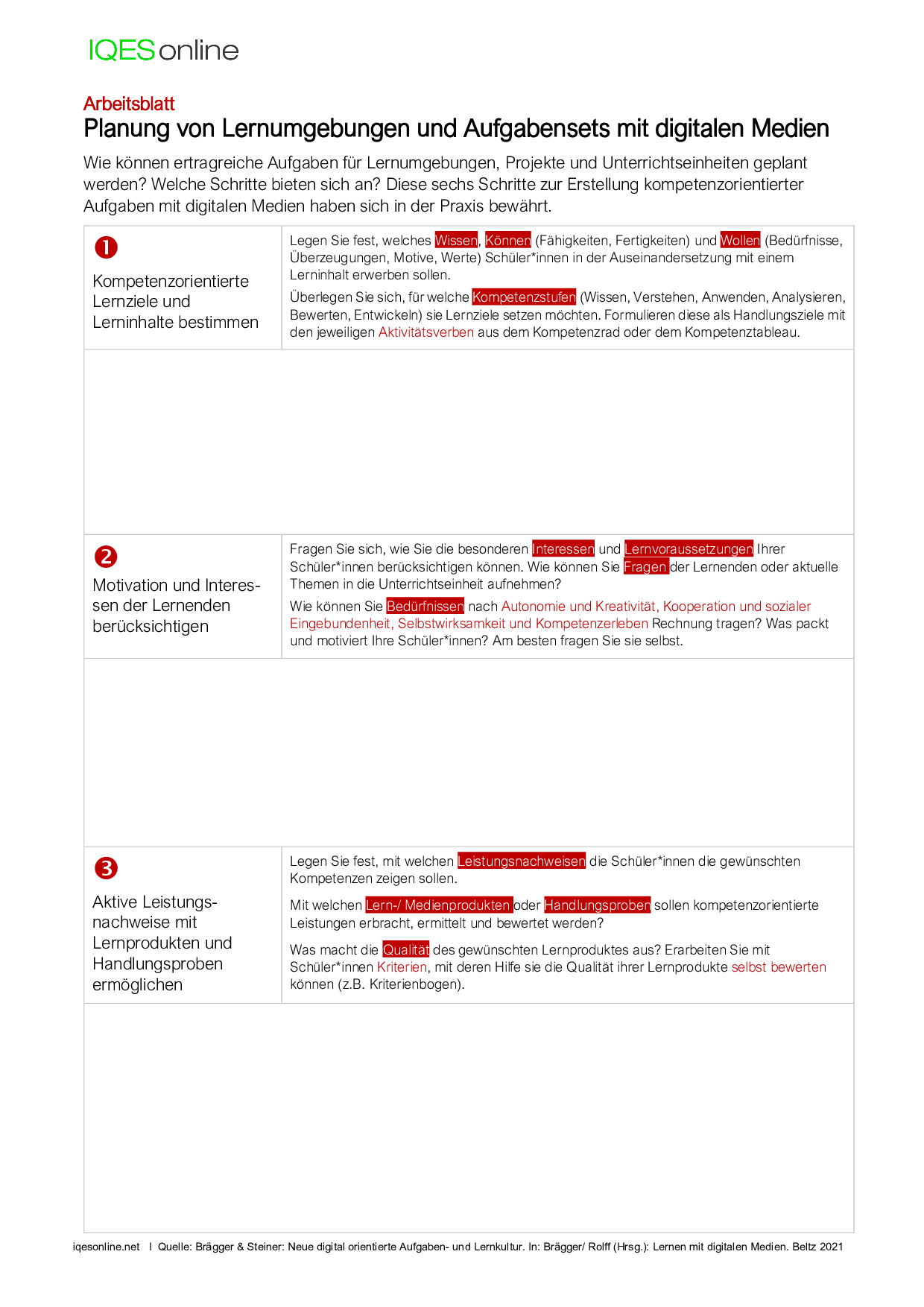 Lernumgebungen Und Aufgabensets Mit Digitalen Medien Gestalten – IQES