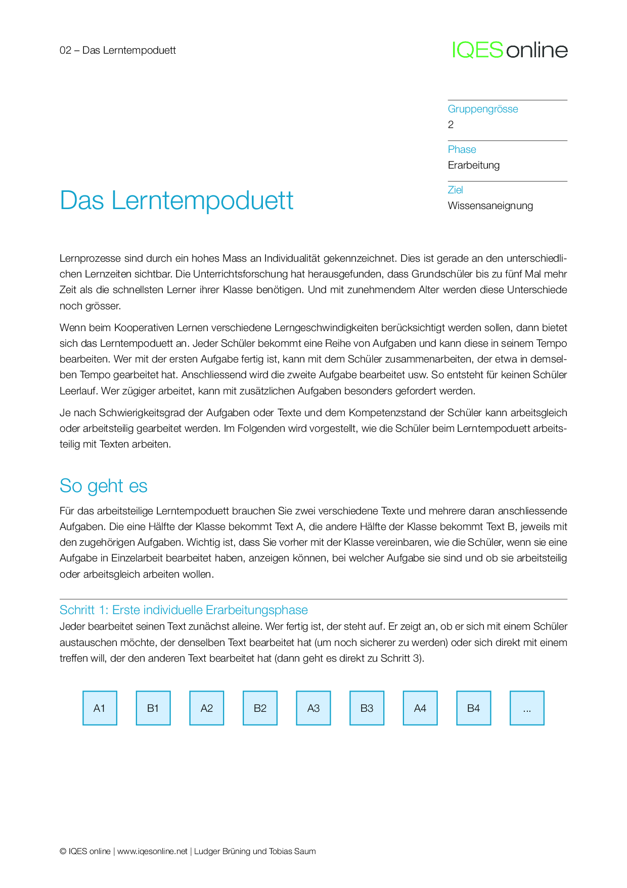 Methodenkoffer Kooperatives Lernen 1 – IQES