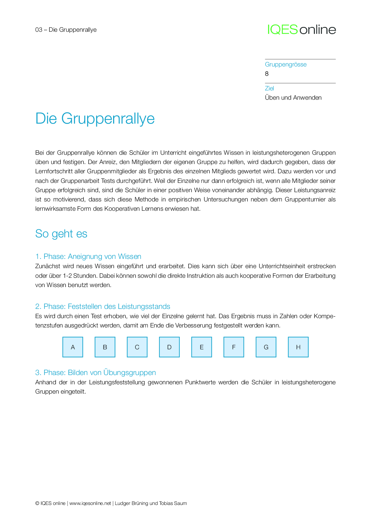 Methodenkoffer Kooperatives Lernen 1 – IQES